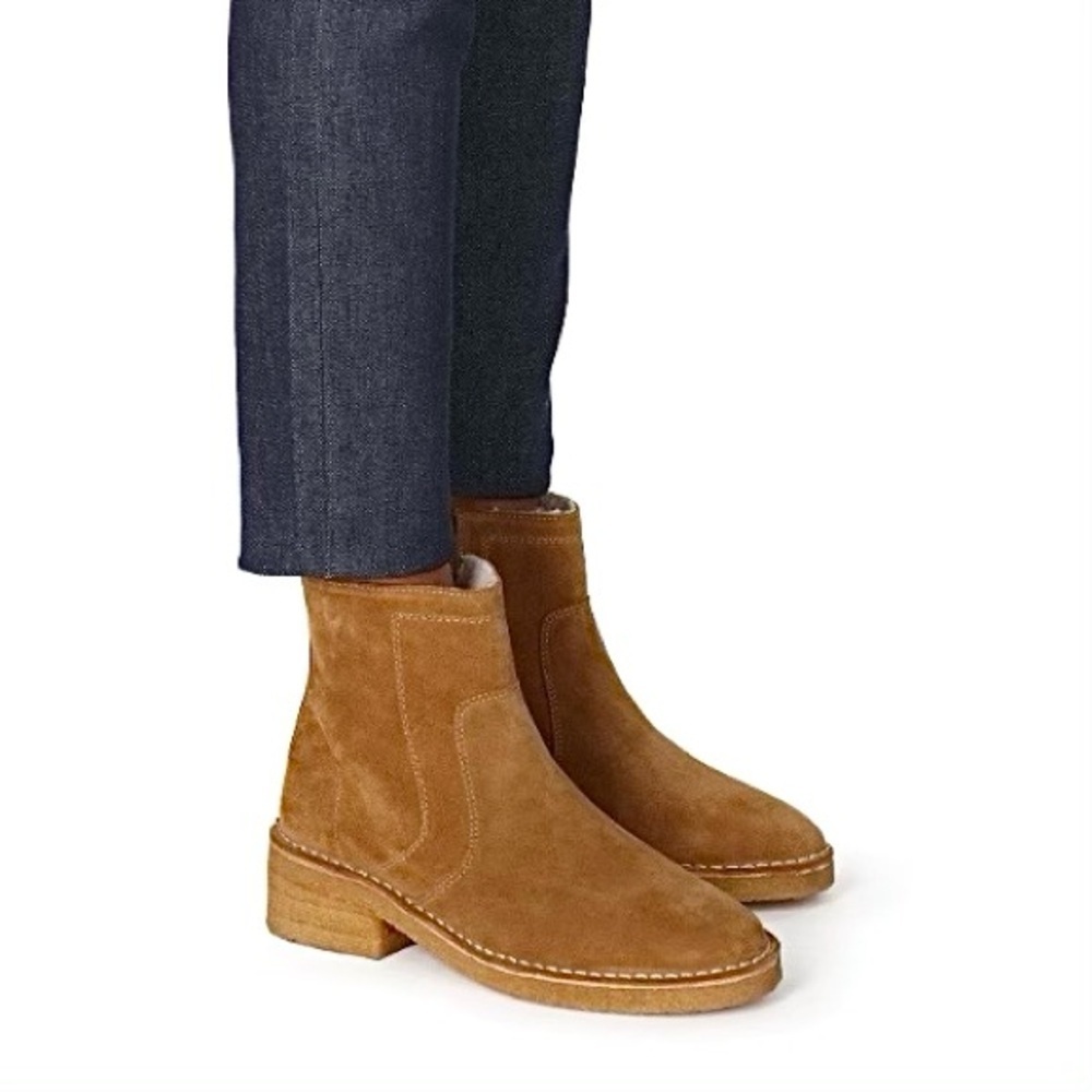 A.P.C. Ariette Brown Suede Ankle Boots Size 39 US 9 Chelsea French Designer
